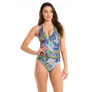 La Blanca Neon Nights Halter Tankini Top NEW Size 4